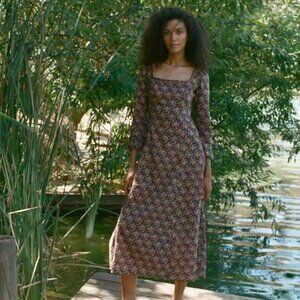 NWT - DÔEN Marisa Dress XS - Noir Forest Floral - 100% Organic Cotton